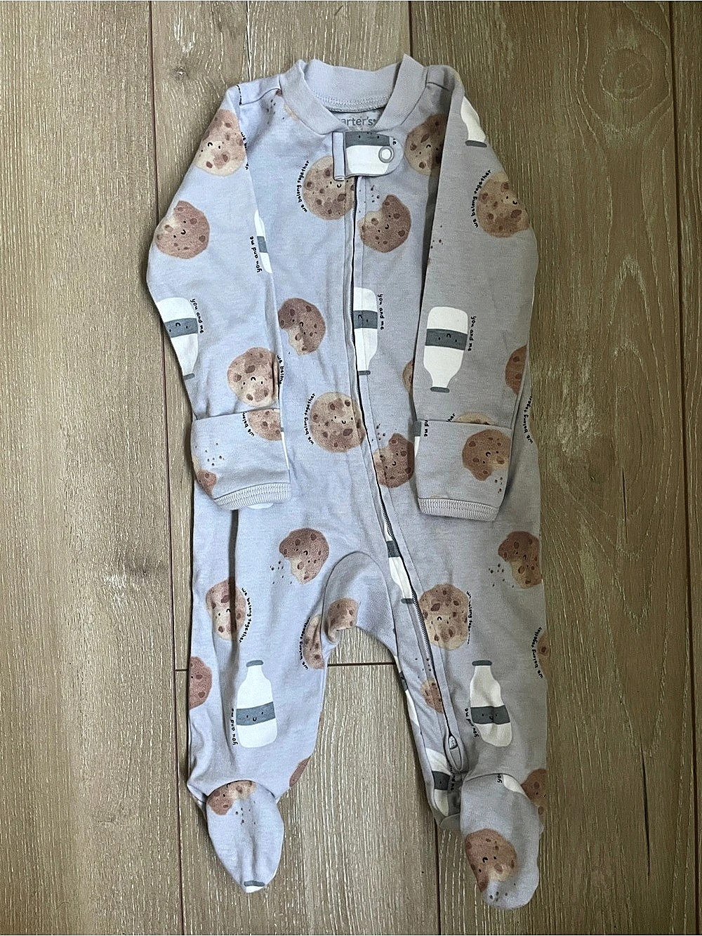 Carter's Milk & Cookies 2-Way Zip Cotton Sleep & Play Pajamas Baby Footie Blue &